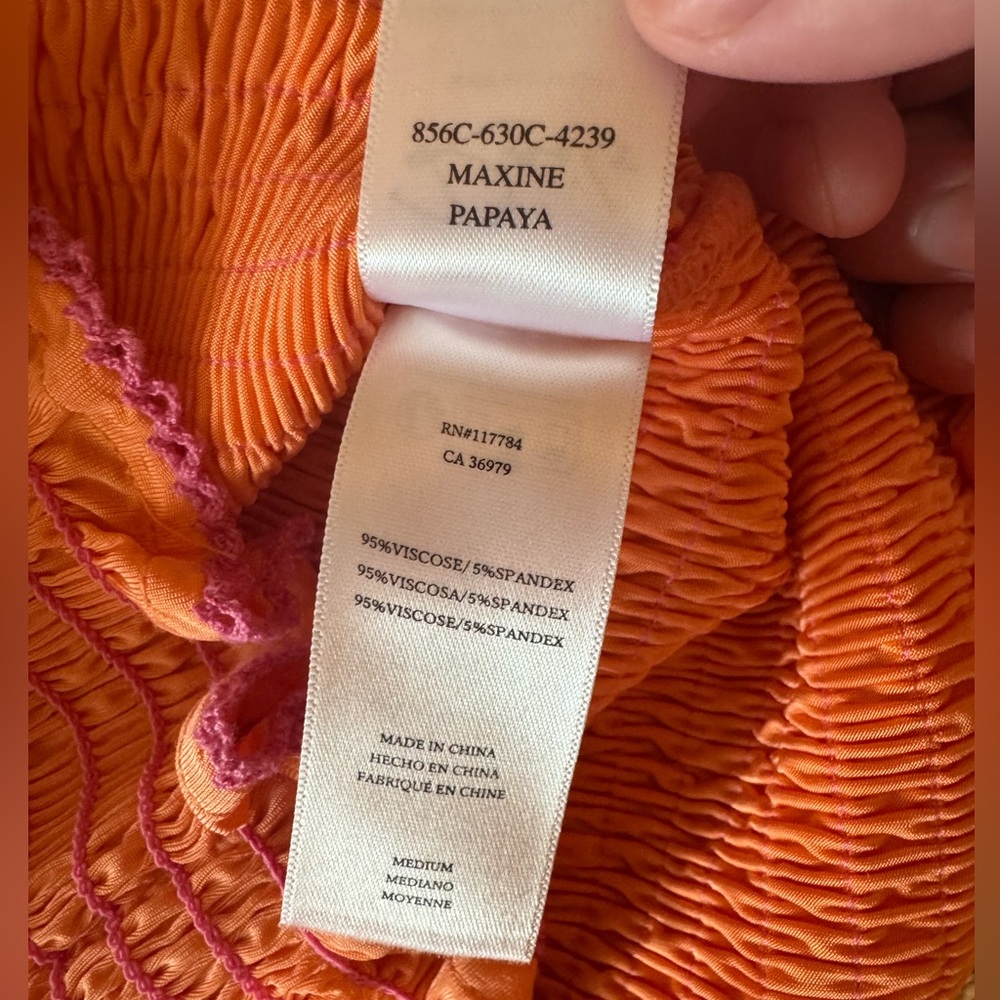 Rails Orange with Pink Trim Smocked Tank Top - Picture 6 of 6